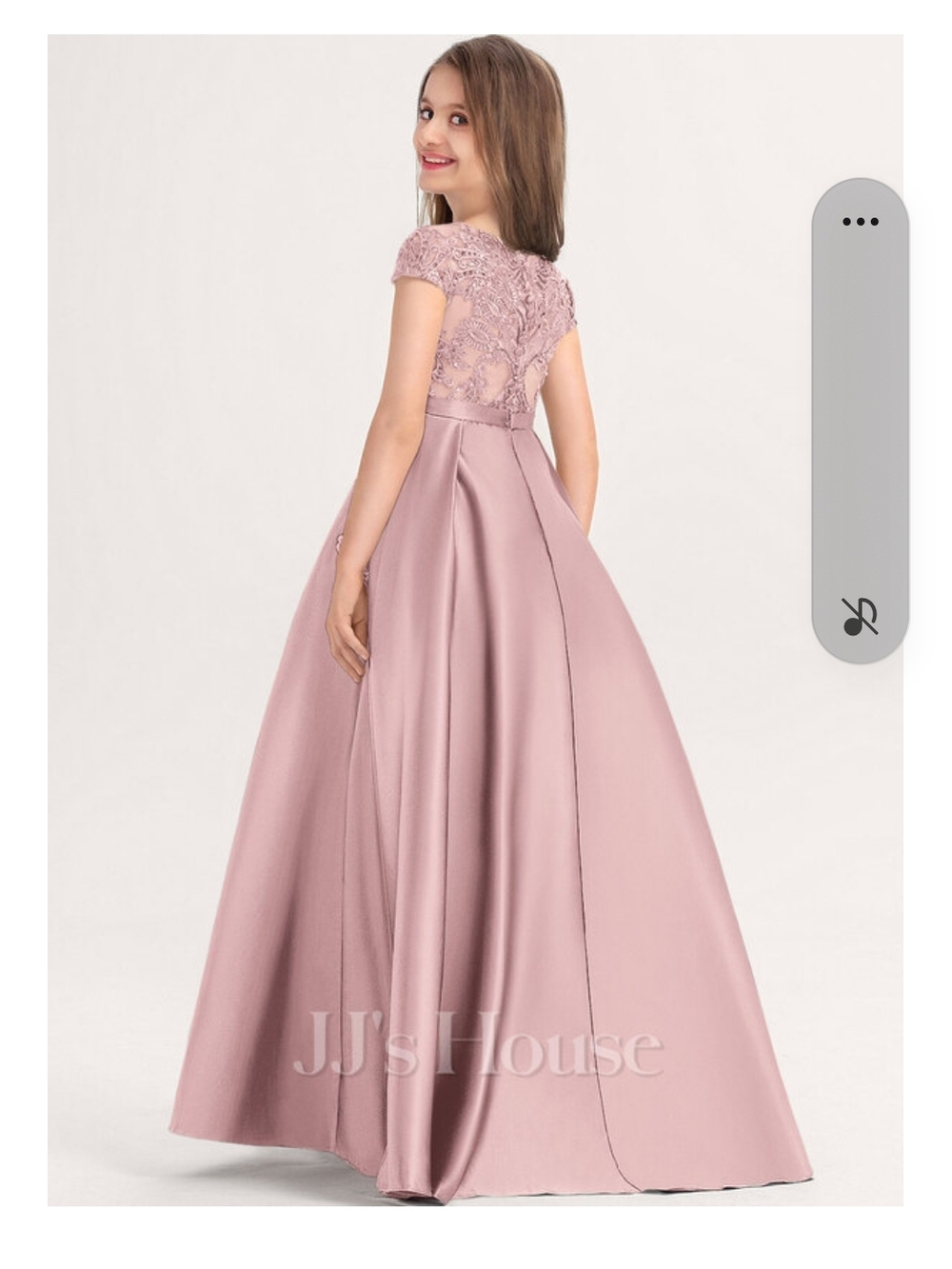JJs House Girls' Dusty Pink Lace & Satin Ball Gown